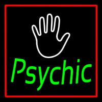 Green Psychic With Red Border Neon Sign