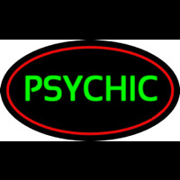 Green Psychic With Red Border Neon Sign