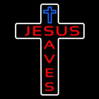 Jesus Saves With Cross Neon Sign