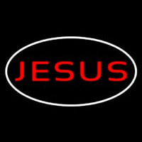 Jesus White Border Neon Sign