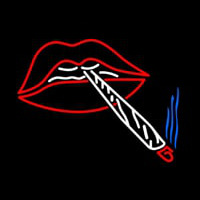 Lips Holding Cigrate Neon Sign