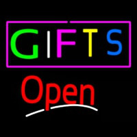 Multicolored Gifts Open Neon Sign