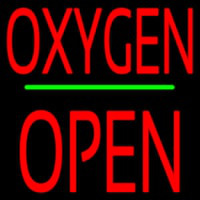 O ygen Block Open Green Line Neon Sign