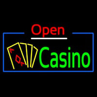 Open Casino With Cards Neon Sign