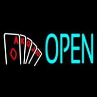 Open Royal Flush Poker Neon Sign