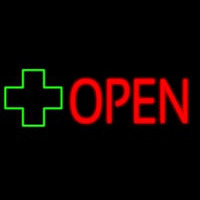 Open With Cross Logo Neon Sign