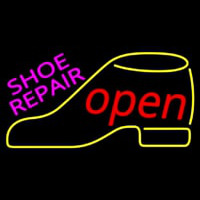 Pink Shoe Repair Yellow Shoe Open Neon Sign