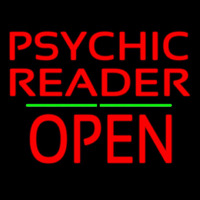 Psychic Reader Block Open Block Green Line Neon Sign