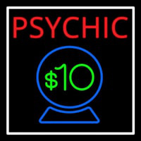 Red Psychic Blue Crystal Globe And White Border Neon Sign