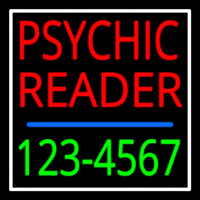 Red Psychic Reader With Green Phone Number Neon Sign