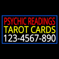 Red Psychic Readings Yellow Tarot Cards And Phone Number Neon Sign