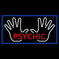 Red Psychic White Palms And Blue Border Neon Sign