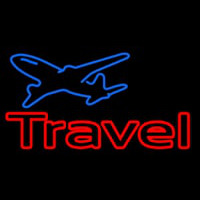 Travel With Plane Icon Neon Sign