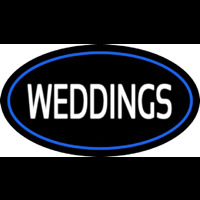 Weddings White Oval Blue Neon Sign