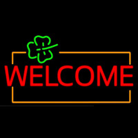 Welcome Orange Border Neon Sign