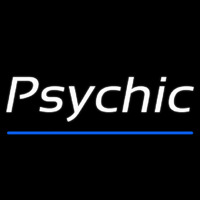 White Cursive Psychic Blue Line Neon Sign