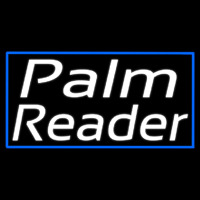 White Palm Reader Blue Border Neon Sign