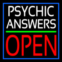 White Psychic Answers Red Open Green Line Neon Sign