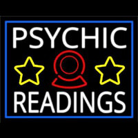 White Psychic Readings With Blue Border Neon Sign