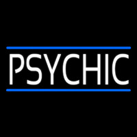 White Psychic With Blue Line Neon Sign