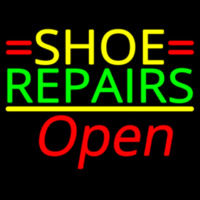 Yellow Shoe Green Repairs Open Neon Sign